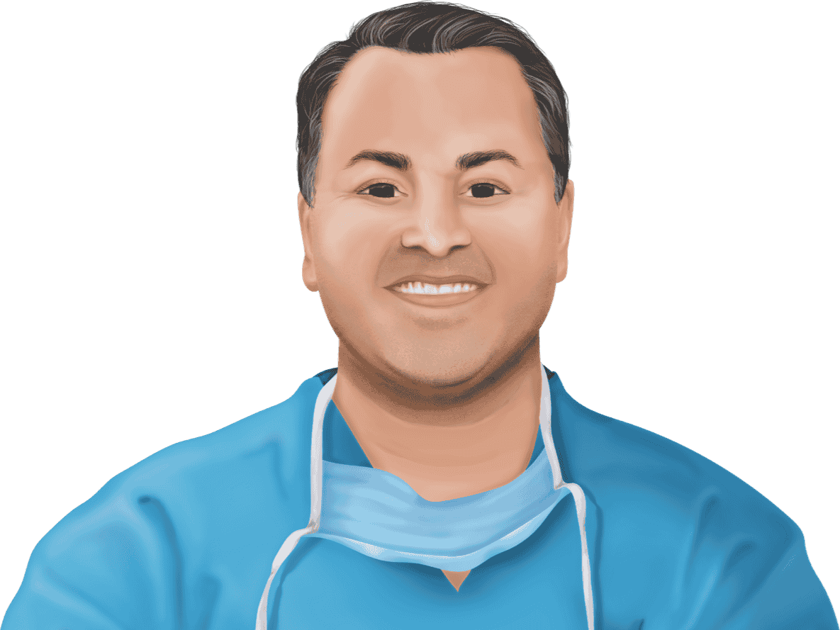 Adult male CRNA stands smiling and wearing light blue scrubs with a face mask around his neck. APEX partners with CRNAs to help them meet CE and CPC requirements through CRNA continuing education courses.